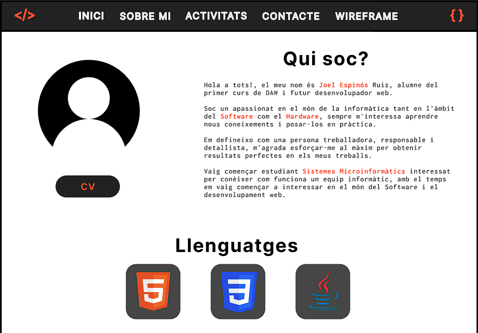 Wireframe Pàgina Sobre Mi