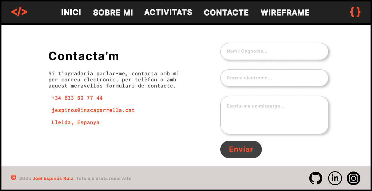 Wireframe Pàgina Contacte